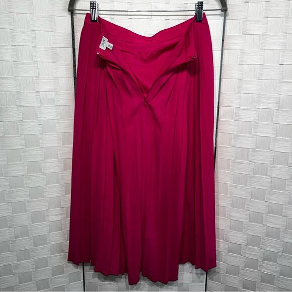 J. Crew Women’s Hot Pink Pleated Midi Skirt Size 00 Barbie Pink Preppy Classy - Picture 6 of 12